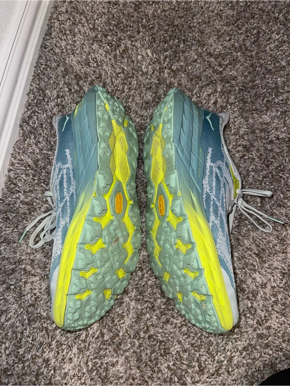 HOKA Women's Running Sneakers in Light Gray and Yellow